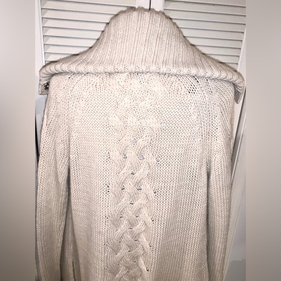 Alpaca Wool blend Cable Knit long cardigan sweater Ivory Women’s size Medium - Picture 8 of 10